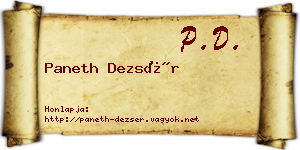 Paneth Dezsér névjegykártya